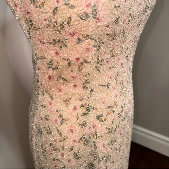 Mia Bella Couture Vintage 90's Beaded Floral Pale Pink Gown Beaded Y2K Dress ** - Picture 10 of 16